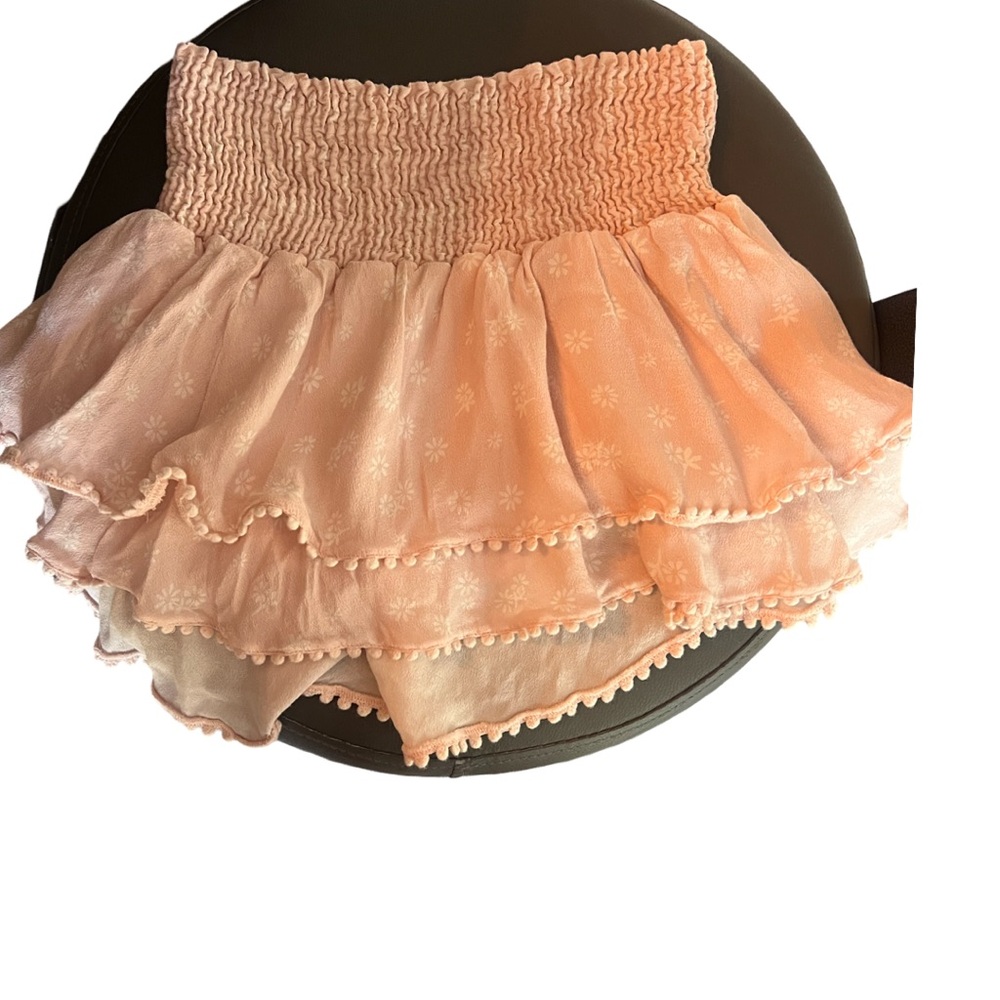 Blue Life Pink Mini Bubble Skorts with Smocked Tiered Design for Casual Wear